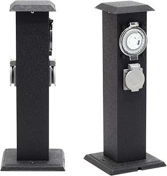 2 Fach Aussensteckdose Steckdosensaule Energiesaule Metall Outdoor Garten Aussen Zeitschaltuhr Ip44 Amazon De Baumarkt