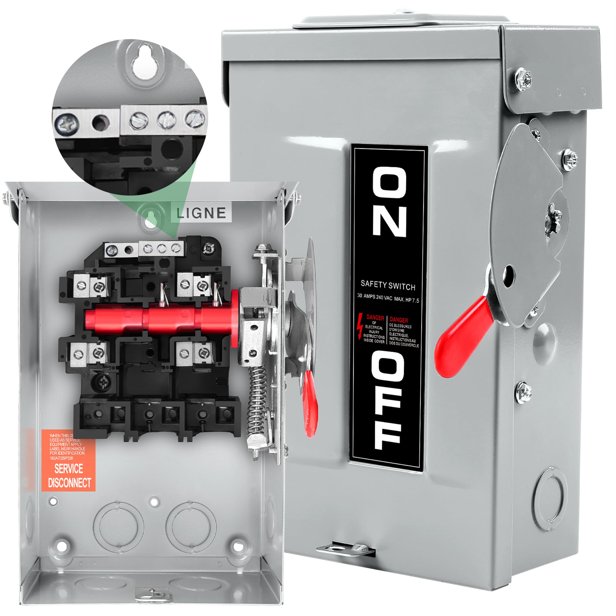 Photo 1 of ?Upgrade? 2p 30 Amp Disconnect,Disconnect Switch,Add Ground Design,Non-Fusible,NEMA 3R Standard,Heavy Duty Steel Material,Rust and Corrosion Resistant,for Indoor and Outdoor,120/240v,10-Year Warrnaty