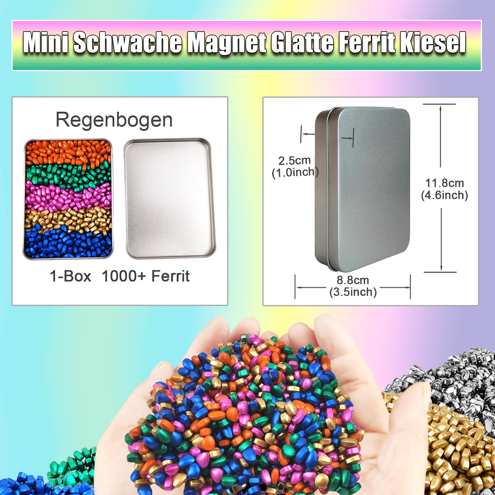 YANZHE Magnetsteine Stresskiller - Ungefähr 1000 Stück Premium Mini-Magnetkugeln als Anti-Stress Spielzeug für Erwachsene, Das Original Fidget Toy für Büro & Homeoffice, Kreatives Entspannungs-Gadget 2