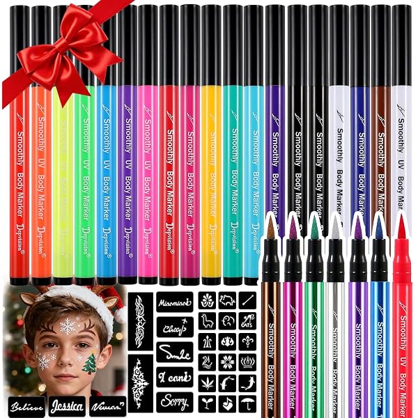 Tattoo-Marker Set – 15 Stifte + 50 Schablonen + 43 Aufkleber