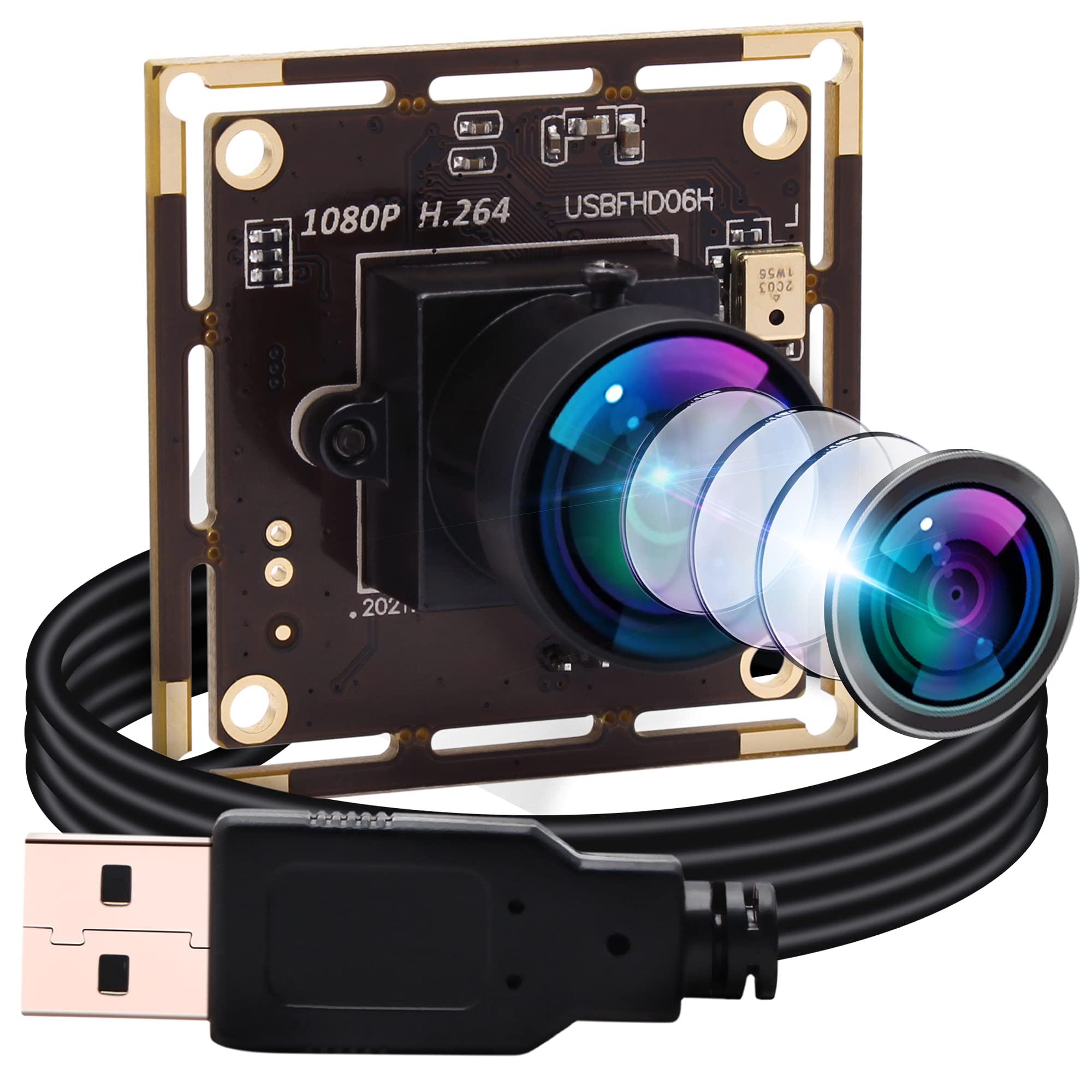 ELP 1080P USB Camera Module - 2MP IMX323 with 170 Degree Fisheye Lens, H.264 Format, Low Light Webcam for Computer, Linux, Android, Jetson Nano — image 1