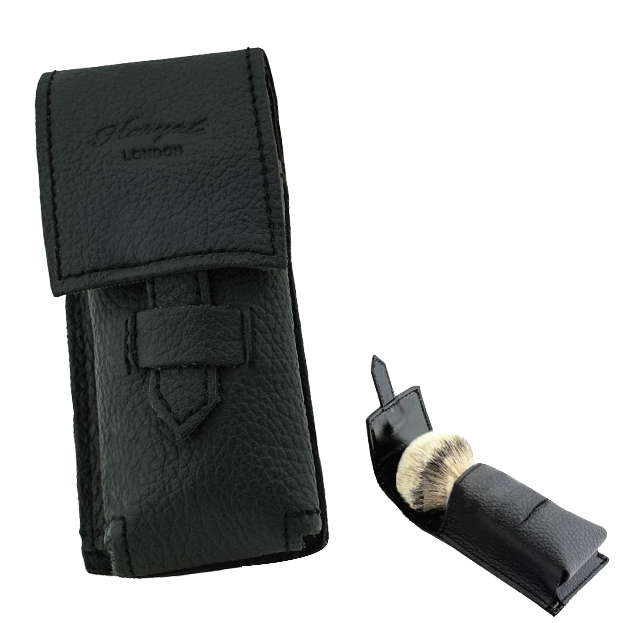 Haryali London, Leather Shaving Brush Case – Shaving Brush Travel Cover for Men – Protective Wet Shaving Tool Holder Case for Travel Grooming Accessories