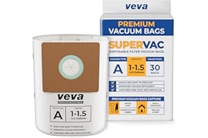 VEVA 1-1.5 Gallon Filter Bags for Shop Vac Vacuum - 30 Pack - Type A 90667, Compatible with ShopVac Vacuum and 1 Gallon Micro Vacs