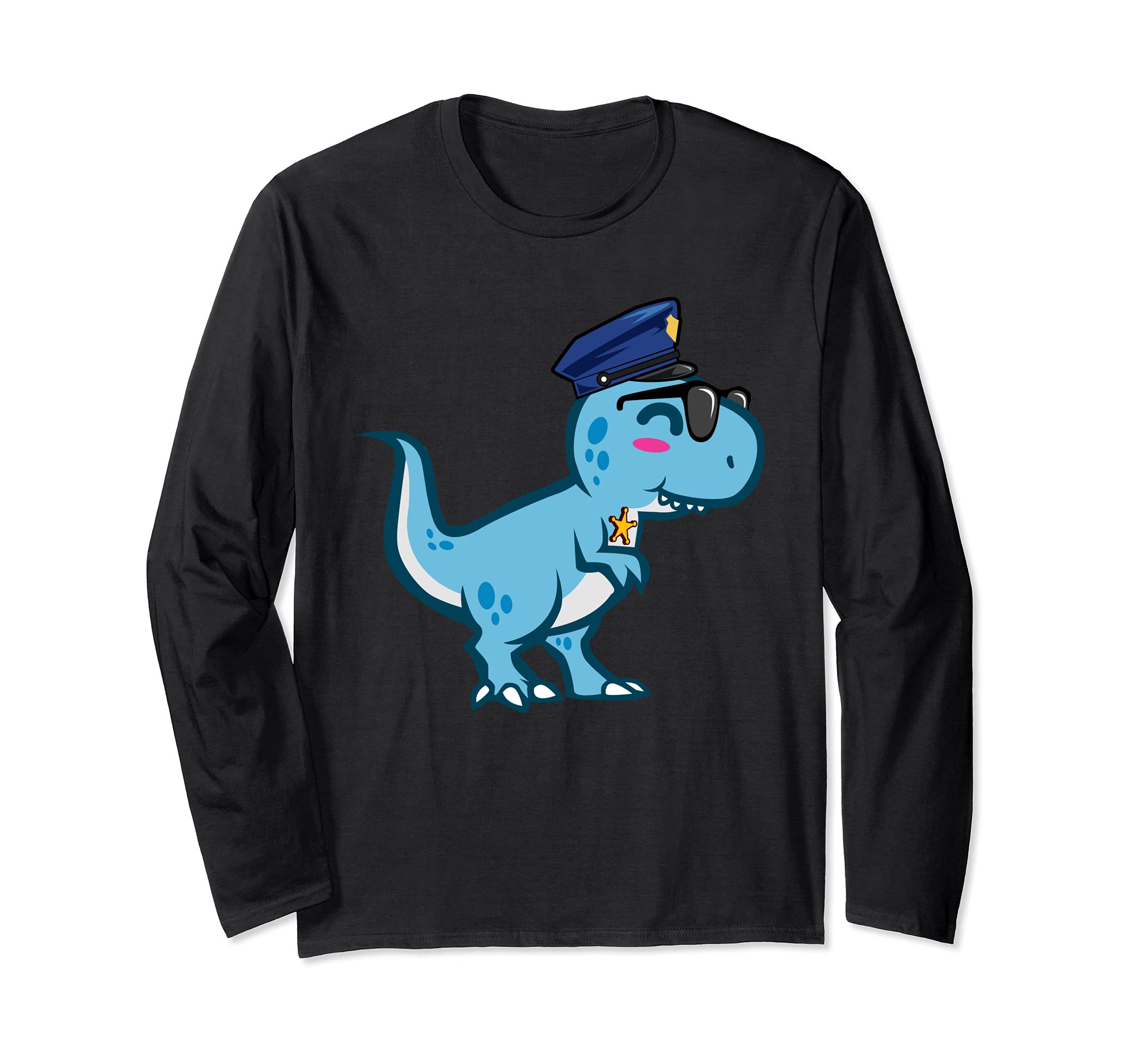 Police Officer Cop Law Enforcement T-Rex Dinosaur Long Sleeve T-Shirt