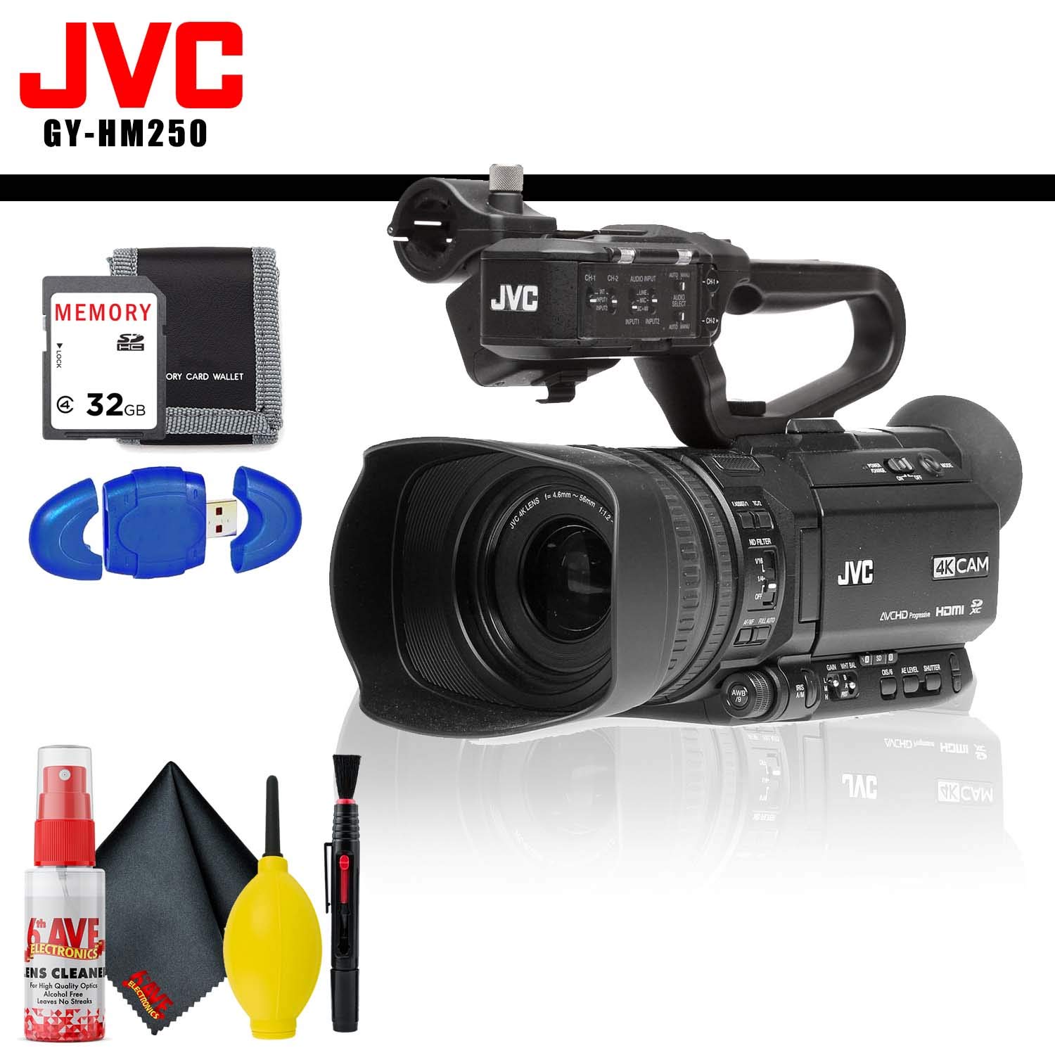 JVC GY-HM250 UHD 4K Streaming Camcorder +Built-in Lower-Thirds