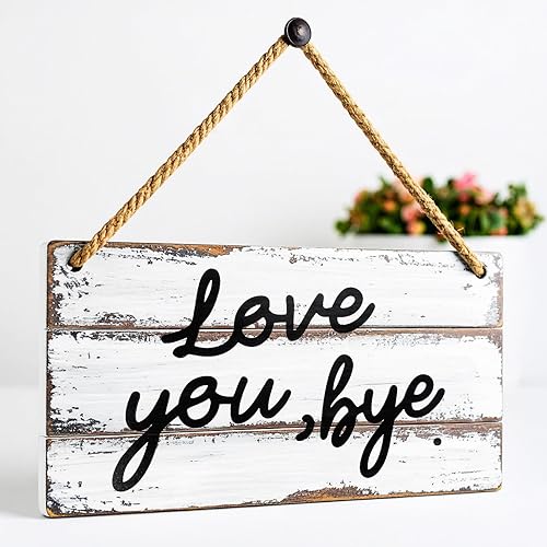 Love You Bye Wood Sign above Door Modern Wall Art, Boho Wood Grain Decor Wall Decor for Express Love and Warm for Family Lovers Gifts Living Room, Hallway, Entryway Valentine Decorations for Home