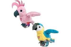 Happy Yappers: Birds 2 Pack - Cockatoo & Blue Parrot - Slap Bracelet Interactive Plush Toy Birds, They Chat-Sing-Mimic Each Other, Flap Wings, Kids 3+