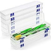 Noamus 8 Pack Plastic Paint Brush Holder, 13" Long Translucent Watercolor Pens Pencils Case with Buckle Design, Paintbrush Drawing Tools Storage Box Container with Hinged Lid for Artist Art Craft