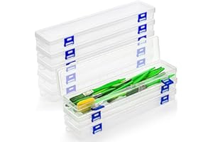 Noamus 8 Pack Plastic Paint Brush Holder, 13" Long Translucent Watercolor Pens Pencils Case with Buckle Design, Paintbrush Drawing Tools Storage Box Container with Hinged Lid for Artist Art Craft