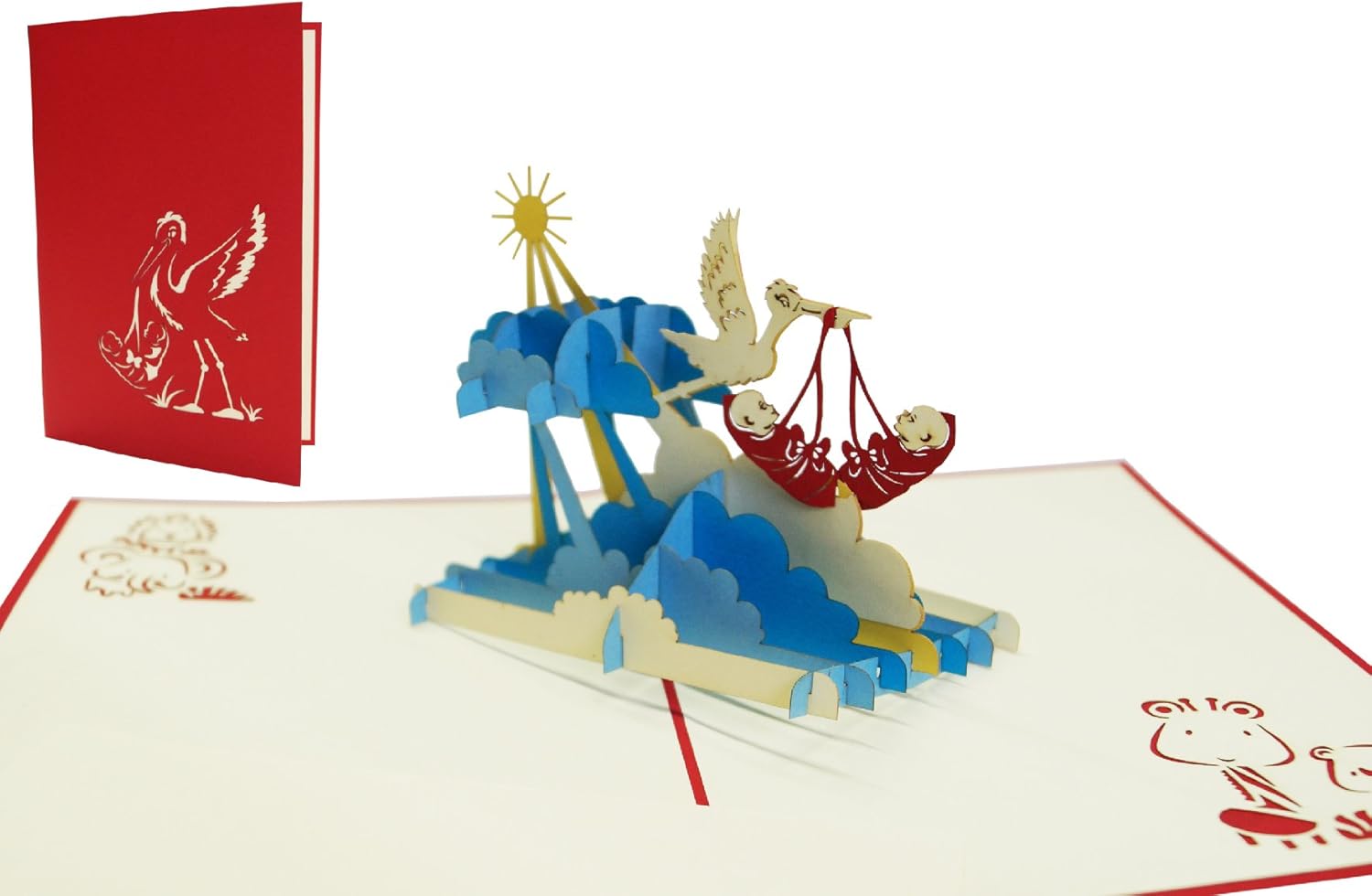 Lin Biglietto Tridimensionale Pop Up Di Auguri Di Nascita Soggetto Cicogna Con Gemelli Lingua Tedesca N 240 Amazon It Elettronica