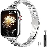 TiMOVO Metal Band Compatible with Apple Watch 42mm (Series 11/10) 41mm 40mm 38mm for Women, Dressy Replacement Strap for iWatch SE 3/2/1, Series 9/8/7/6/5/4/3/2/1, Silver