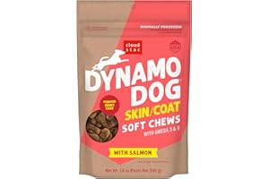Cloud Star Dynamo Dog Skin & Coat Soft Chews Grain Free Dog Treats, Salmon, 14 oz. Pouch