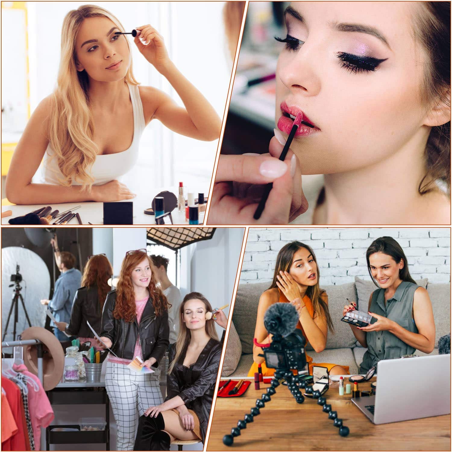 Shynek Makeup Mixing Palette with Disposable Makeup Applicators 250PCS Disposable Mascara Wands Lip Gloss Applicators Eyeliner Brushes: Beauty