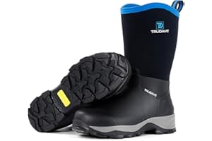 Trudave Rubber Boots for Men with Steel Shank, Waterproof Mid Calf Mens Rain Boots, 5.5mm Neoprene Insulated Mud Work Boots for Garden, Size 6-13