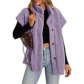 Tanakneo Womens Oversized Fleece Vest Sleeveless Fuzzy Sherpa Jacket Trendy Casual Button Down Warm Vests Outerwear