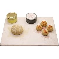 KC KULLICRAFT Marble Cheese Pastry Board 16" x 12", Marble Cutting Board, Marble Serving Tray for Pastries, Bread, Pizza, Car