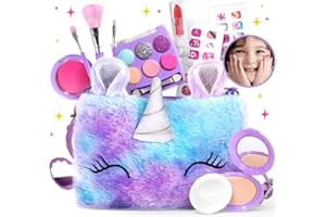 Kids Makeup Kit for Girl with Purple Umicorn Bag - Girls Makeup Kit Age 6-8 - Real, Non Toxic, Washable Makeup for Kids