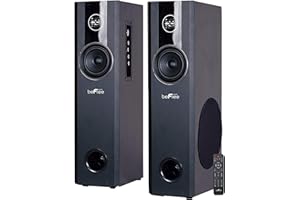 beFree Sound 2.1 Channel BluetoothPowered Black Tower Speakers with Optical Input