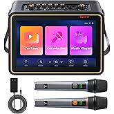 Smart Karaoke Machine with Lyrics Display, 12.1 Inch IPS Touch Screen, Two Wireless Microphones, Portable Bluetooth Speaker PA System for Home Outdoor Party (Large)