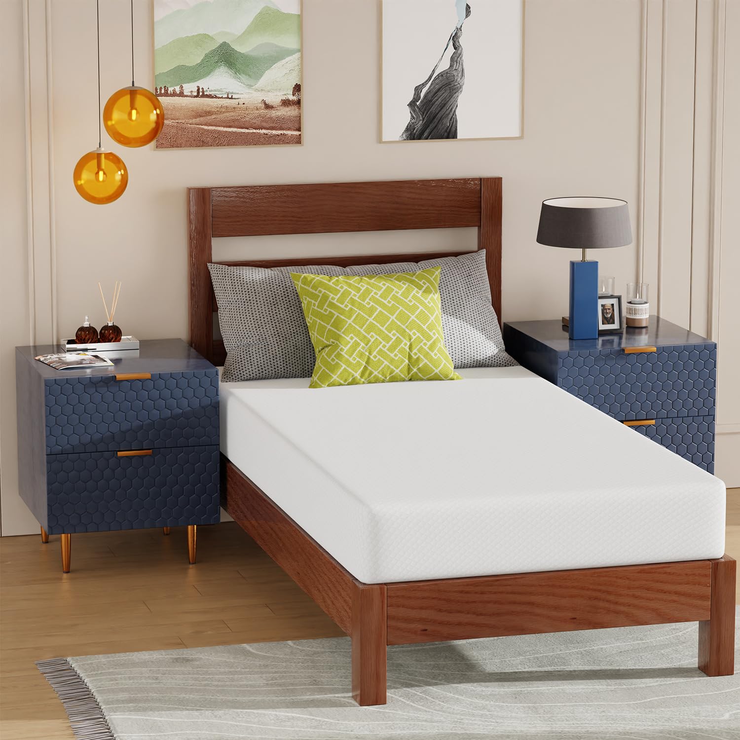 BestMassage | 8 Inch Twin XL Mattress | Gel Memory Foam | Medium Firm Feel | White | Bed in a Box, CertiPUR-US Certified | Pressure Relief, Cooling Ventilated Foam | Breathable Knit Cover Image