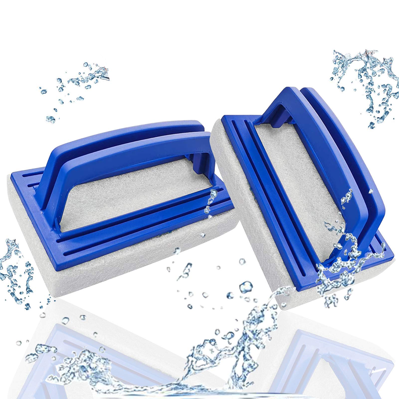 Wohlstand 2 Pieces Pool Sponge Brushes Pool Wall Brush Pool Brush Cleaning Tools Swimming Pool Brush with Handle Edge Cleaner Brush for Waterline Scrubber,Spas,Swimming Pool,Hot Tubs and Fish Tank