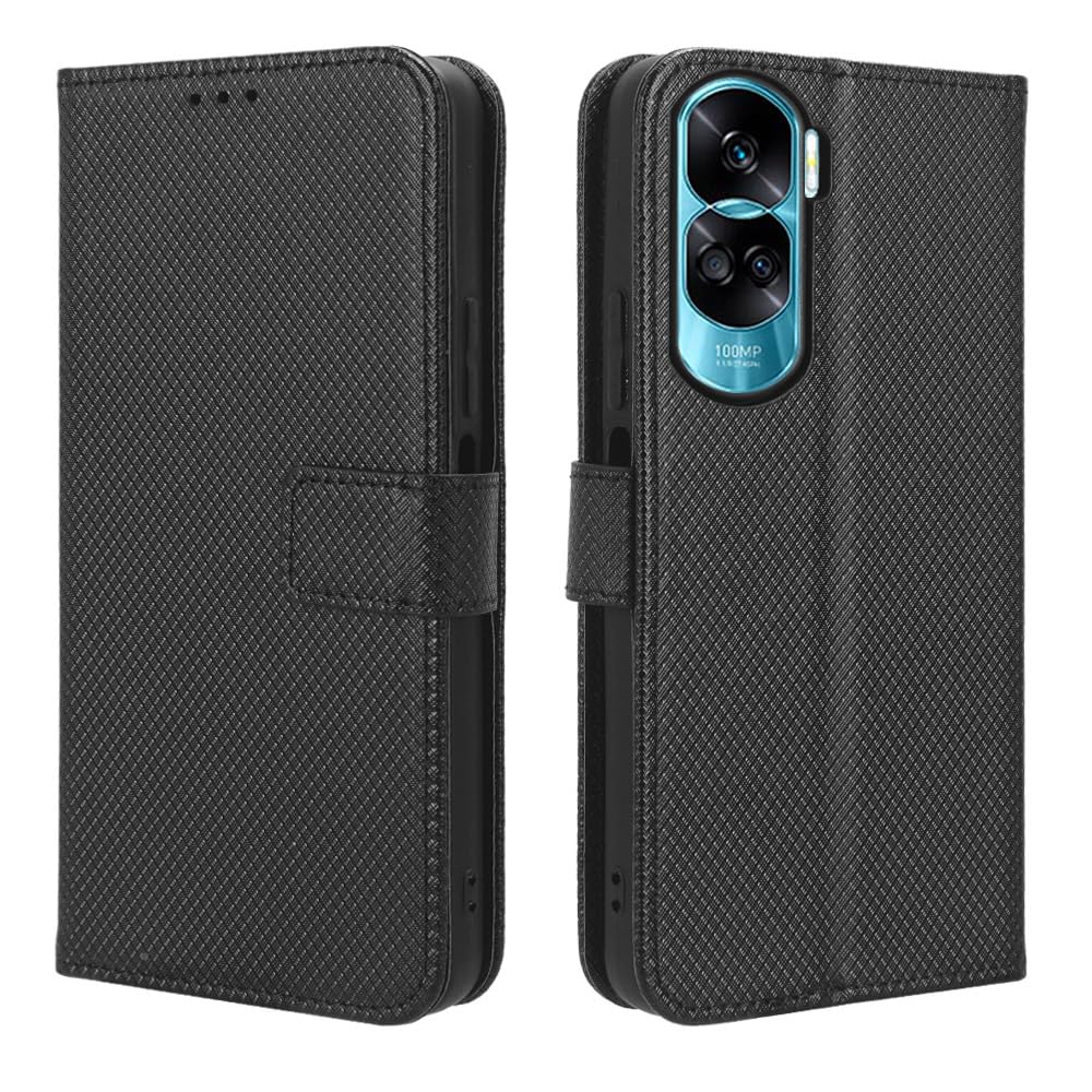 Sawiqpd Honor 90 Lite Phone Case, Wallet Book Flip Folio Phone Case Premium Leather Magnetic Protection Cover Silicone Bumper Shockproof Case for Honor 90 Lite with Stand Card Slots, Black