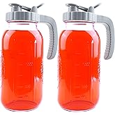 64 Oz Mason Jar Pitcher With Lid 2 Set Wide Mouth Half Gallon Glass Pitchers 2 Quart Cold Boiling Water Jug For Coffee,Lemonade, Iced Tea,Homemade Drinks,Milk,Juice Storage Container For Refrigerator