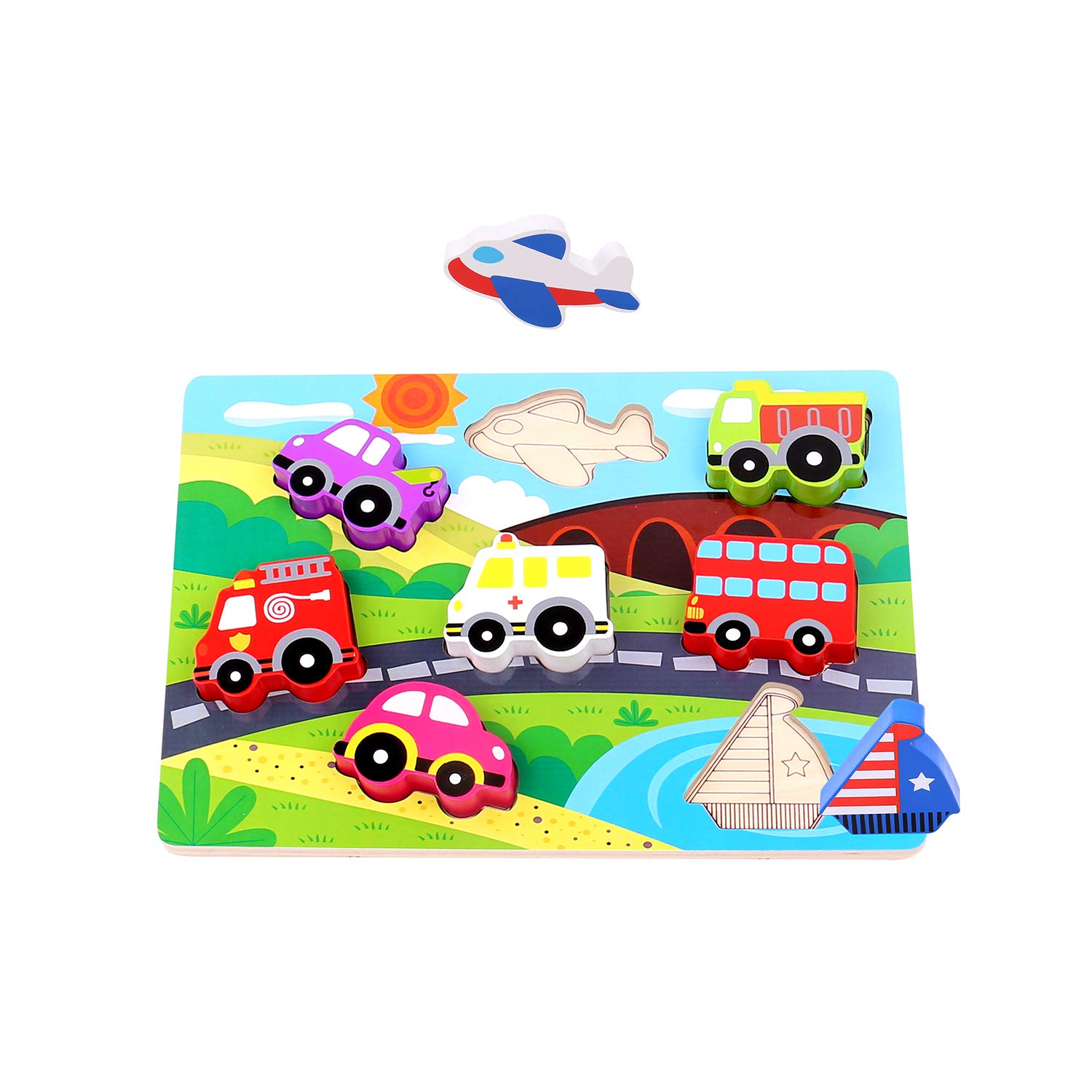 Andreu Toys 921 TKC393 EA Wooden Transport Chunky Puzzle (EXP), Multicolor, 29.5 x 21 x 1.7 cm