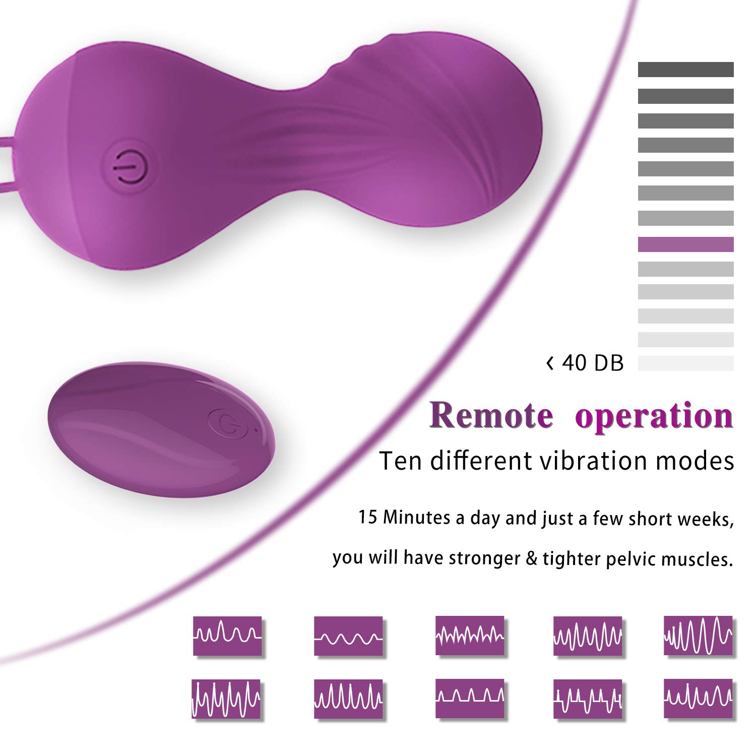 Kegel Exercise Weights for Women-Doctor Recommended Pelvic Floor Exercises Advanced Tightening,Safe Silicone Remote Controlled Kegel Balls
