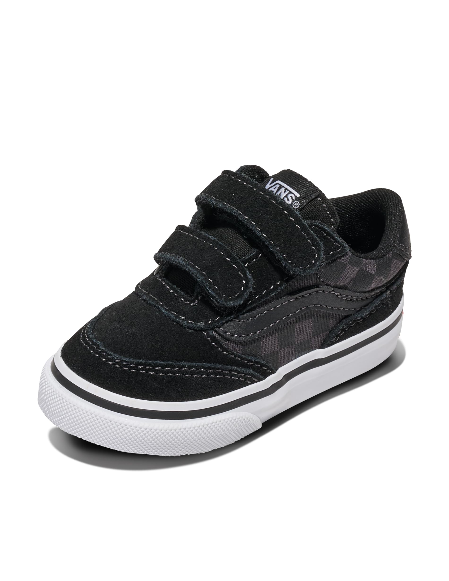 Vans Toddler Brooklyn LS V Shoe | Low-Top Sneakers for Little Kids, Boys & Girls, Baby Footwear, Checkerboard Black/Asphalt, 3.5 Image