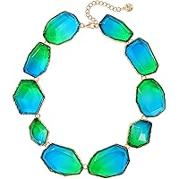 ZAVANA Statement Necklace For Women - 22" Handmade Chunky Resin Necklace - Blue Bohemian Costume Jewelry
