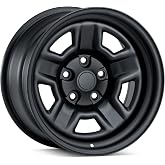TACTIK 5 Spoke Classic Solid Steel Wheel - 5x5 Bolt Pattern, 17x9 (+6mm Offset), 5.25 Inch Backspace - Fits Jeep Wrangler 2007-2022 JL, JK and Gladiator JT - Satin Black Powder Coated Finish