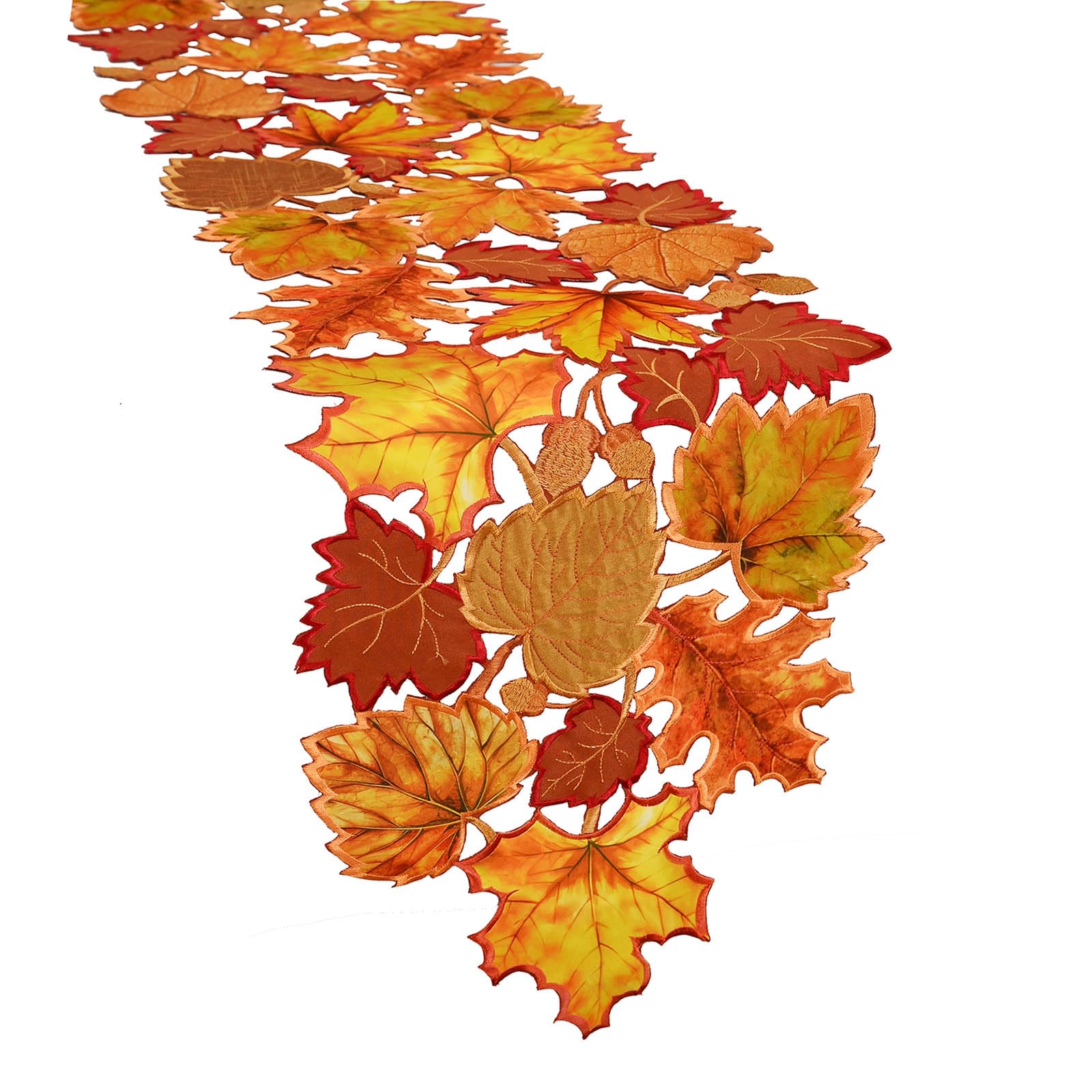 Simhomsen Embroidered Leaves Table Runner for Thanksgiving, Fall or Autumn (14 × 69 inches)