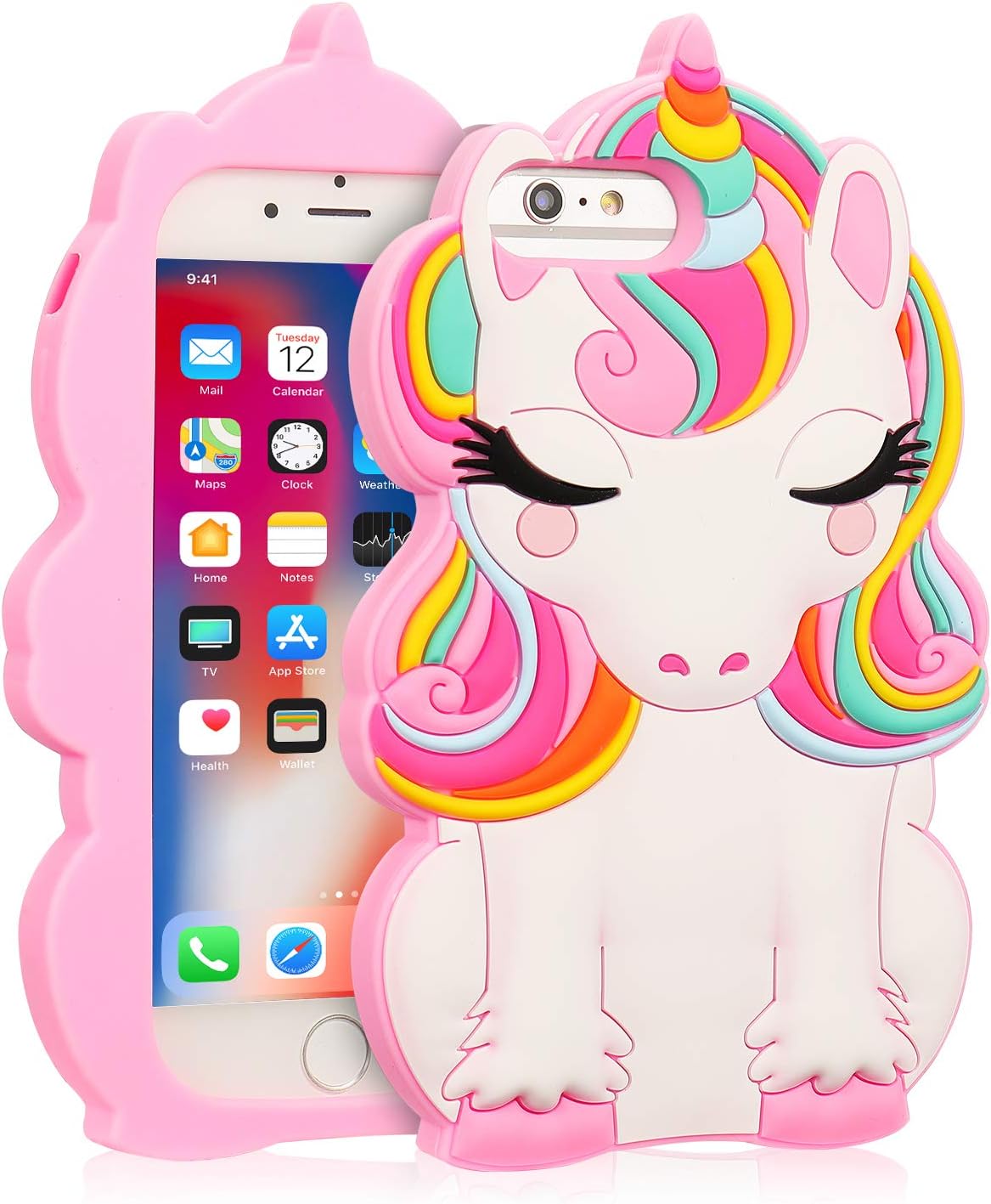 Coralogo for iPhone 8 Plus/7 Plus/6S Plus/6 Plus Case, 3D Cute Cartoon Funny,Silicone Character Shockproof Kawaii Fun Cover Cases for Girls Kids iPhone 6 Plus/6S Plus/7 Plus/8 Plus 5.5”(Color Unicorn)