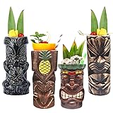 Tiki Mugs Cocktail Set of 4 - Large Tumblers