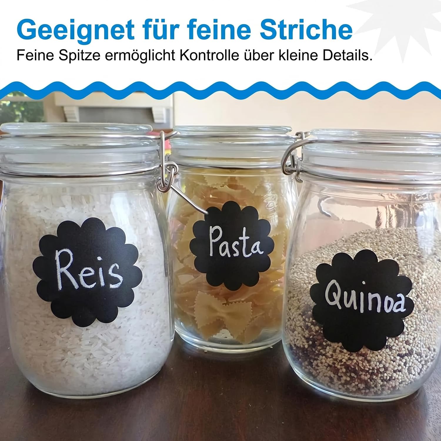 Funcils Kreidestifte - weiß - 6 Kreide Markers Multipack - 1mm, 3mm, 6mm Spitze. Kreidestifte für Fenster, Tafel, Glas und mehr. Geeignet für Erwachsene, Künstler, Lehrer und Kinder. 6