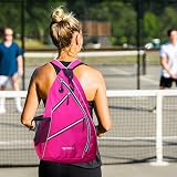 ZOEA Rose Red Pickleball Backpack Sling Bag with Fence Hook Water Bottle Holder view 7