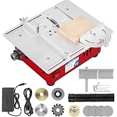 MXBAOHENG Mini Precision Table Saw for Crafts &amp; Model Building, 96W 7-Speed | 1/2" Adjustable Cut Depth, Hobbyist Table Saw for Wood/Plastic/PCB Cutting, Includes Chuck &amp; Sanding Disc