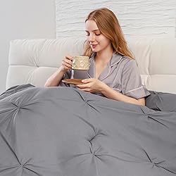 DOWNCOOL Twin Comforter Set - Pintuck Grey Bedding