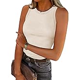 Chulianyouhuo Women's Ribbed Knit Tank Tops Crewneck Sleeveless Slim Fitted Shirts Summer Casual Basic Tanks Tee Shirts