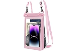 JANMITTA Universal Oversized Floating Waterproof Pouch with Lanyard,Underwater Dry Bag for iPhone 15 14 13 12 11 Pro Max XS XR X,Samsung Galaxy S24 S23 S22 S21 S20 Ultra,Float Case Vacation Essential,Pink