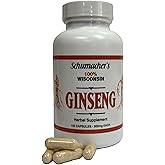 American Ginseng Capsules, 100% Pure Wisconsin Ginseng, 500mg, 100 Capsules - Best Ginseng Supplement, Pure Potent Wisconsin Ginseng Roots by Schumacher Ginseng