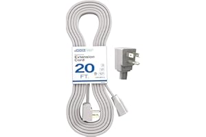 DDON USA Appliance Extension Cord - 20ft Heavy Duty Gray Extension Wire for Air Conditioner, Refrigerator, & All Major Appliances - 14 Gauge High Voltage 3 Prong Flat-End Appliance Cord, for Indoor use