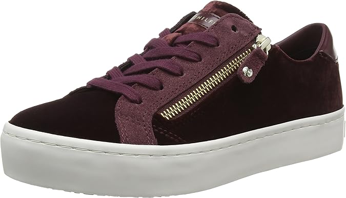 tommy hilfiger zipped velvet trainers
