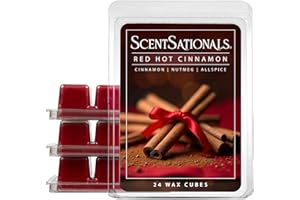 Scentsationals Wax Melts, Wax Cubes Strong Scent - Cozy Treats Collection Red Hot Cinnamon - Long Lasting Scented Wax Melts for Warmer, 10oz (24-Cubes)