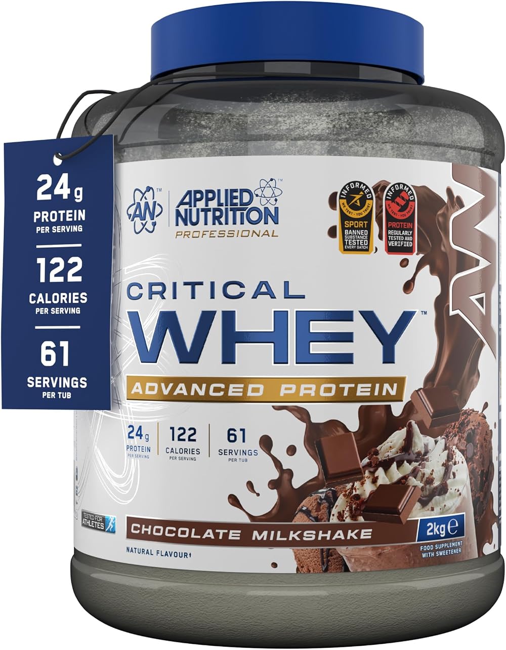 Applied Nutrition Critical Whey Protein Powder 24g per Serving Chocolate 2kg
