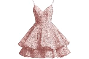 Cudiew Sequin Homecoming Dresses for Teens Sparkly V Neck Short Corset Prom Dress Petite Quinceanera Party Gown