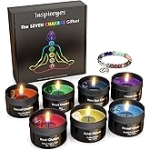 Inspireyes Chakra Candles with Premium Crystal and Healing Stones Luxury Meditation Scented Candles Gift Set for Women Stress Relief Spiritual Decor Healing Candles for Yoga, Aromatherapy