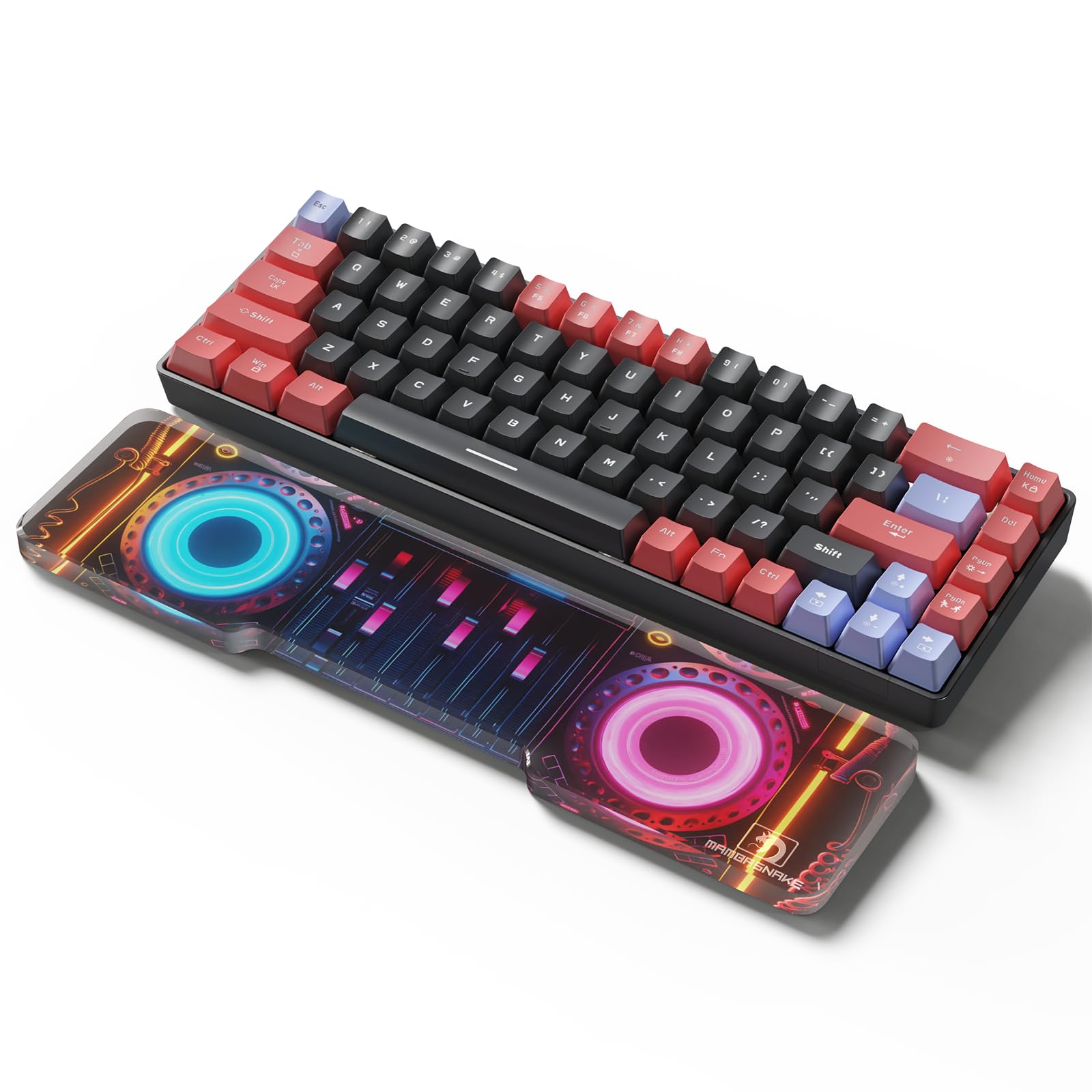 MAMBASNAKE Keyboard Wrist Rest for 68 Key 65% Keyboard - CNC Acrylic Keyboard Hand Support Palm Rest with Punk Style UV Printing Pattern - Anti-Slip Feet for Gaming/Typing - 13 x 3.1in - Purple