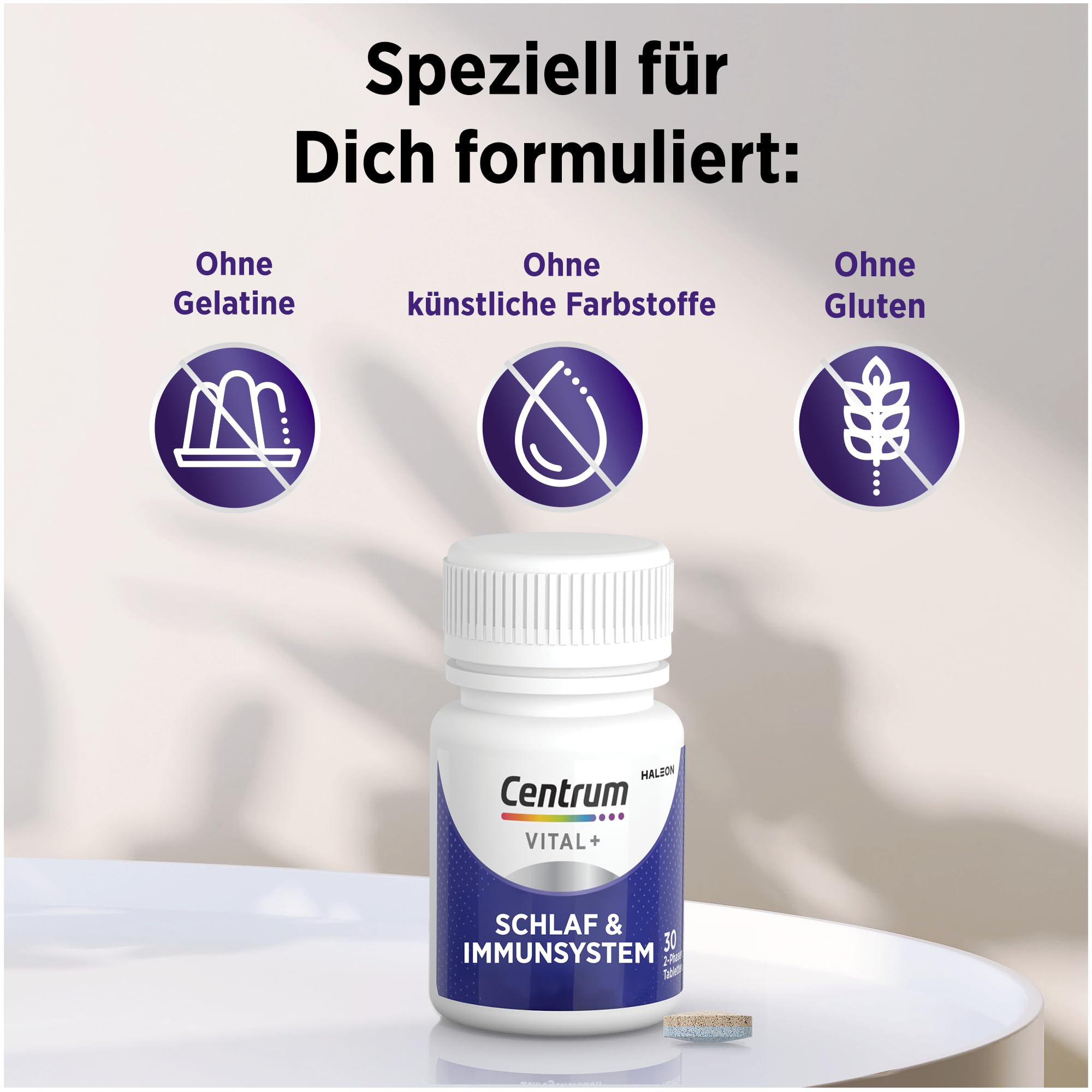 Multivitamin - Centrum Vital+ Schlaf & Immunsystem, Hochwertiger Nährstoffkomplex für erholsamen Schlaf, Immunsystem und Zellregeneration**, Melatonin, Vitamin C, Zink, Baldrian, 30 Tabletten 7